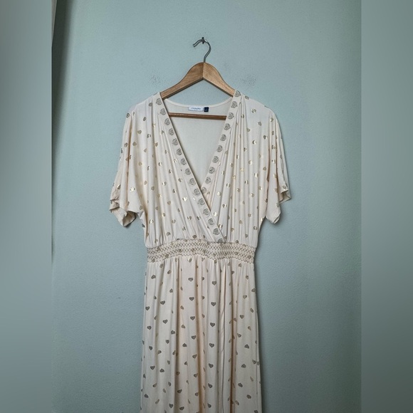 Cabana Life Ivory & Metallic Gold Embroidered Wrap Maxi Dress UPF 50+ Size L - Picture 7 of 16